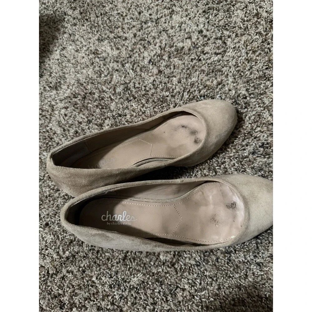 Charles by Charles David Tan Espadrille Wedge Pumps Faux Suede Women’s 8M